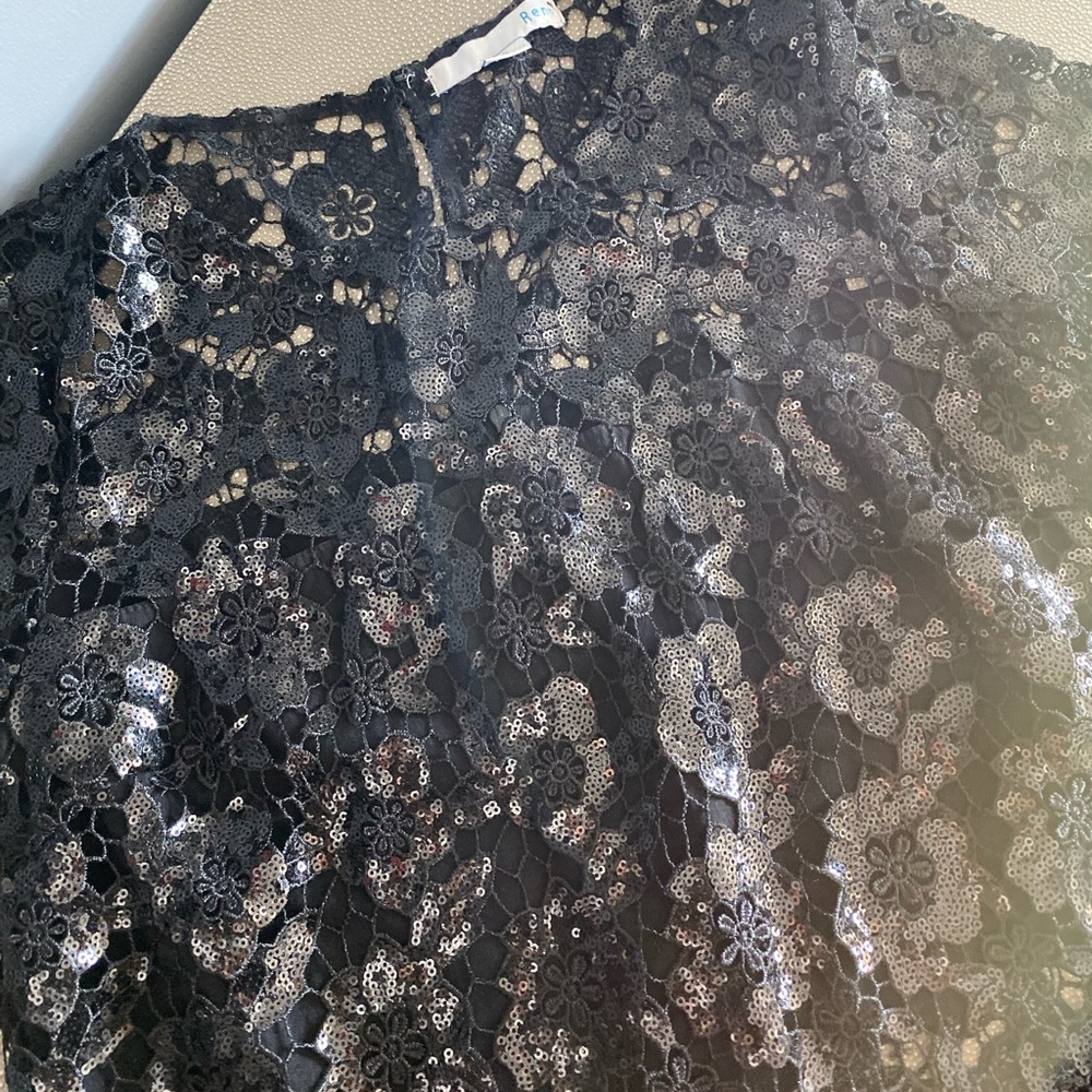 Renn sparkly black crochet sequin top small s